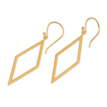 Load image into Gallery viewer, Kite-Shaped 18k Gold-Plated Brass Dangle Earrings from Bali - Kite Fest | NOVICA