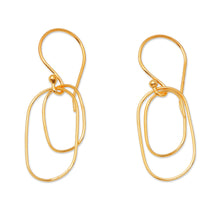 Load image into Gallery viewer, Abstract Geometric 18k Gold-Plated Brass Dangle Earrings - Double Abstract | NOVICA