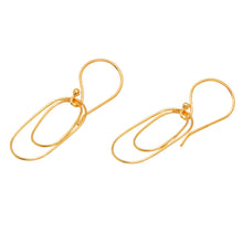 Load image into Gallery viewer, Abstract Geometric 18k Gold-Plated Brass Dangle Earrings - Double Abstract | NOVICA