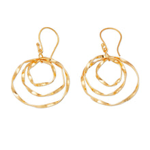 Load image into Gallery viewer, Whirlpool-Shaped 18k Gold-Plated Brass Dangle Earrings - Victory Whirlpool | NOVICA