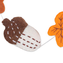 Load image into Gallery viewer, Wool Felt Christmas Tree Garland with Acorn and Leaf Motifs - Festive Charm | NOVICA