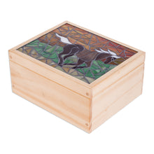 Load image into Gallery viewer, Handcrafted Horse Mosaic Pinewood Tea Box in White - Delightful Liberty | NOVICA