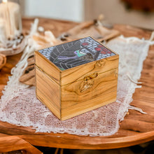 Load image into Gallery viewer, Hummingbird-Themed Mosaic Teak Wood Decorative Box - Mosaically Charming | NOVICA