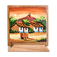 Load image into Gallery viewer, Hand-Painted Table & Wall Wood Decorative Accent with Stand - Countryside Afternoon | NOVICA