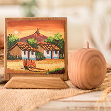 Load image into Gallery viewer, Hand-Painted Table & Wall Wood Decorative Accent with Stand - Countryside Afternoon | NOVICA