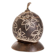 Load image into Gallery viewer, Tropical Floral Handmade Round Dried Gourd Decorative Accent - Caribbean Flowers | NOVICA
