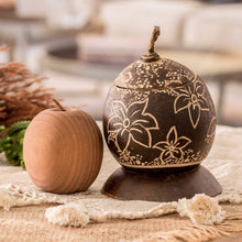 Load image into Gallery viewer, Tropical Floral Handmade Round Dried Gourd Decorative Accent - Caribbean Flowers | NOVICA