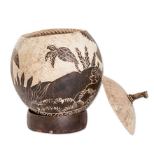 Load image into Gallery viewer, Sea Life-Themed Round Dried Gourd Decorative Accent - Seafloor | NOVICA
