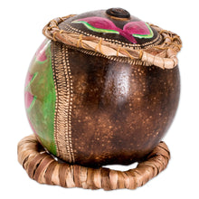 Load image into Gallery viewer, Hand-Painted Fuchsia Heliconia Dried Gourd Decorative Accent - Fuchsia Heliconias | NOVICA