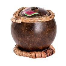 Load image into Gallery viewer, Hand-Painted Fuchsia Heliconia Dried Gourd Decorative Accent - Fuchsia Heliconias | NOVICA