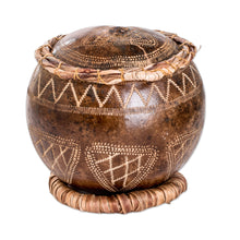 Load image into Gallery viewer, Hand-Carved Geometric-Themed Dried Gourd Decorative Accent - Sacred Treasure | NOVICA