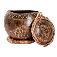 Load image into Gallery viewer, Hand-Carved Geometric-Themed Dried Gourd Decorative Accent - Sacred Treasure | NOVICA