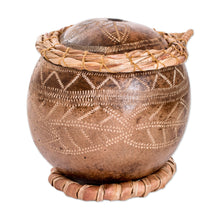 Load image into Gallery viewer, Hand-Carved Leafy-Patterned Dried Gourd Decorative Accent - Abaca Leaves | NOVICA