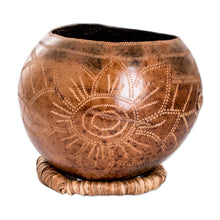 Load image into Gallery viewer, Hand-Carved Sunflower-Themed Dried Gourd Decorative Accent - Sunflower Essence | NOVICA