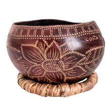 Load image into Gallery viewer, Hand-Carved Floral Dried Gourd Decorative Accent - Floral Essence | NOVICA