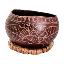 Load image into Gallery viewer, Hand-Carved Floral Dried Gourd Decorative Accent - Floral Essence | NOVICA
