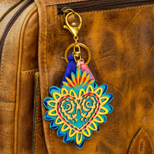 Load image into Gallery viewer, Hand-Painted Wood Heart Keychain & Bag Charm with Tassels - Shimmering Heart | NOVICA