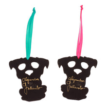 Load image into Gallery viewer, 2 Hand-Painted Wood Day of the Dead Skeleton Dog Ornaments - Day of the Dead Dog | NOVICA