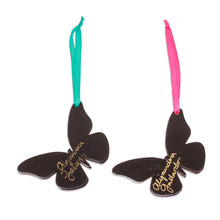 Load image into Gallery viewer, Pair of Hand-Painted Wood Butterfly Ornaments with Ribbons - Monarchs of Hope | NOVICA