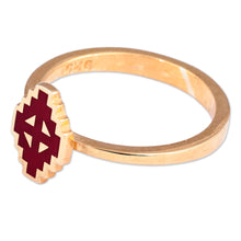 Load image into Gallery viewer, Painted Burgundy 18k Gold-Plated Vishap Cocktail Ring - Vishap Call | NOVICA