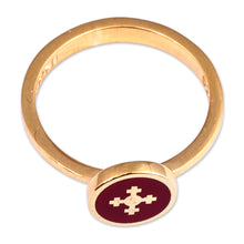 Load image into Gallery viewer, Painted Burgundy 18k Gold-Plated Marash Cocktail Ring - Marash Signal | NOVICA