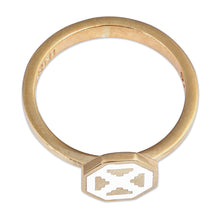 Load image into Gallery viewer, Polished Geometric White 18k Gold-Plated Cocktail Ring - This Celestial Eternity | NOVICA
