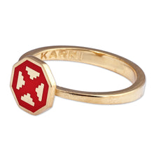 Load image into Gallery viewer, Polished Geometric Red 18k Gold-Plated Cocktail Ring - This Passionate Eternity | NOVICA