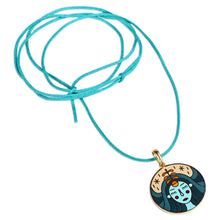 Load image into Gallery viewer, Painted 18k Gold-Plated Virgo Enamel Pendant Necklace - The Virgo Emblem | NOVICA