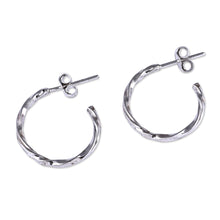 Load image into Gallery viewer, Polished Sterling Silver Torsade Half-Hoop Earrings - Chic Torsade | NOVICA