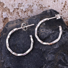 Load image into Gallery viewer, Polished Sterling Silver Torsade Half-Hoop Earrings - Chic Torsade | NOVICA