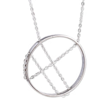 Load image into Gallery viewer, 925 Silver Necklace with Circular Pendant & Interlaced Chain - Circular Elegance | NOVICA