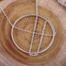 Load image into Gallery viewer, 925 Silver Necklace with Circular Pendant & Interlaced Chain - Circular Elegance | NOVICA