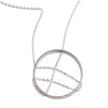 Load image into Gallery viewer, 925 Silver Necklace with Circular Pendant & Interlaced Chain - Circular Elegance | NOVICA