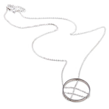 Load image into Gallery viewer, 925 Silver Necklace with Circular Pendant & Interlaced Chain - Circular Elegance | NOVICA