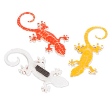Load image into Gallery viewer, Set of 3 Hand-Painted Warm-Toned Gecko Wood Magnets - Allies for Nature | NOVICA