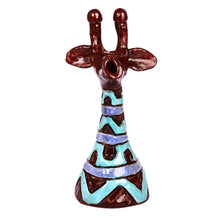 Load image into Gallery viewer, Wavy Purple and Blue Ceramic Giraffe Sculpture from Armenia - Wavy Giraffe | NOVICA