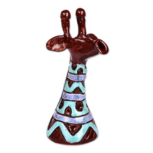Load image into Gallery viewer, Wavy Purple and Blue Ceramic Giraffe Sculpture from Armenia - Wavy Giraffe | NOVICA