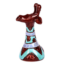 Load image into Gallery viewer, Ceramic Giraffe Sculpture with Blue and Purple Waves - Tall Waves | NOVICA