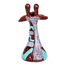 Load image into Gallery viewer, Ceramic Giraffe Sculpture with Blue and Purple Waves - Tall Waves | NOVICA