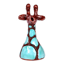 Load image into Gallery viewer, Ceramic Giraffe Sculpture in Blue and Brown Hues - Tall Blue | NOVICA