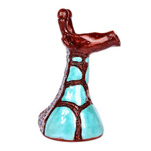 Load image into Gallery viewer, Ceramic Giraffe Sculpture in Blue and Brown Hues - Tall Blue | NOVICA