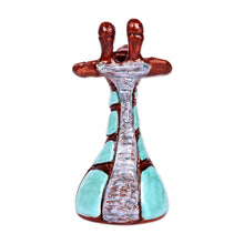 Load image into Gallery viewer, Ceramic Giraffe Sculpture in Blue and Brown Hues - Tall Blue | NOVICA
