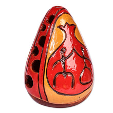 Load image into Gallery viewer, Hand-Painted Pomegranate-Themed Ceramic Candleholder - Pomegranate Light | NOVICA