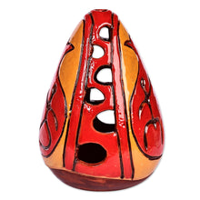 Load image into Gallery viewer, Hand-Painted Pomegranate-Themed Ceramic Candleholder - Pomegranate Light | NOVICA
