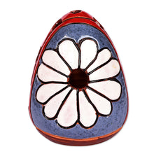 Load image into Gallery viewer, Hand-Painted Floral Blue and White Ceramic Candleholder - Pure Light | NOVICA