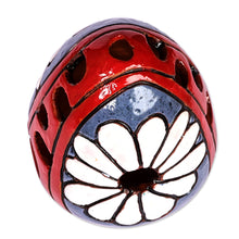 Load image into Gallery viewer, Hand-Painted Floral Blue and White Ceramic Candleholder - Pure Light | NOVICA