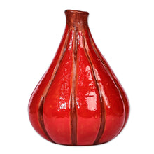 Load image into Gallery viewer, Hand-Painted Warm-Toned Pumpkin-Shaped Ceramic Vase - Pumpkin Days | NOVICA