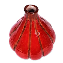 Load image into Gallery viewer, Hand-Painted Warm-Toned Pumpkin-Shaped Ceramic Vase - Pumpkin Days | NOVICA