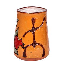 Load image into Gallery viewer, Warm-Toned Floral Ceramic Vase with Ancient Pictographs - Spring Style | NOVICA