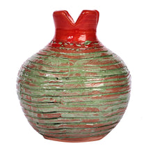Load image into Gallery viewer, Handcrafted Pomegranate-Shaped Green Ceramic Decorative Vase - Vital Passion | NOVICA